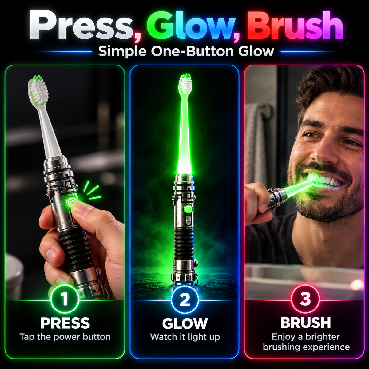 Galactic Glow Toothbrush – LED Light-Up Manual Toothbrush – view 7