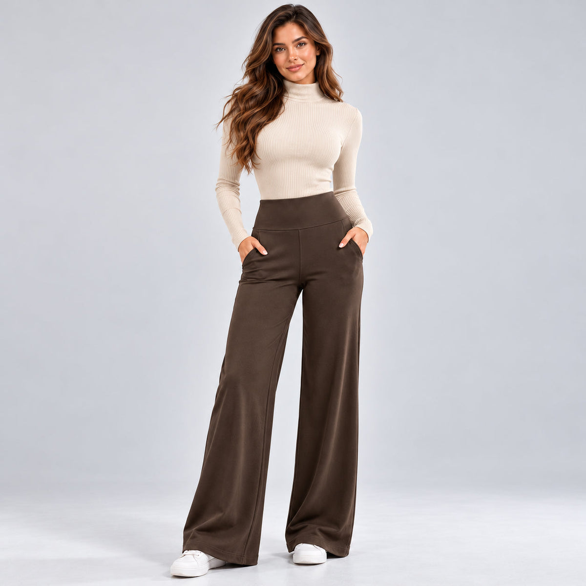 Women's High-Waisted Fleece-Lined Wide-Leg Pants – product view 11
