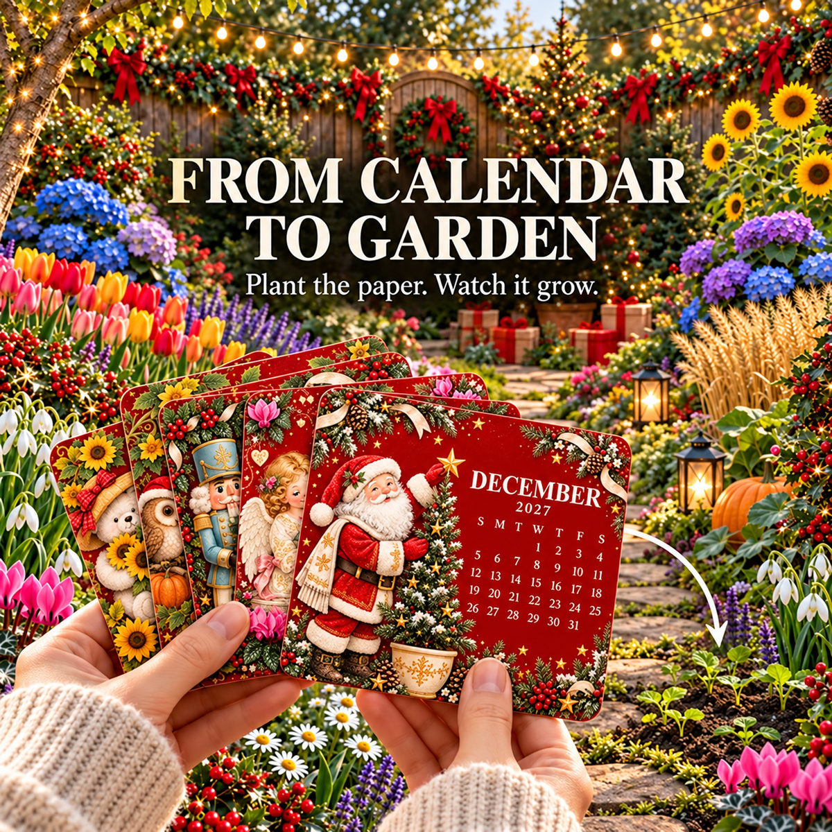 Christmas Plantable Seed Calendar 2027 – 12 Monthly Cards – view 1