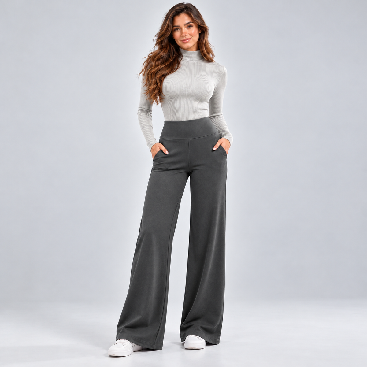 Women's High-Waisted Fleece-Lined Wide-Leg Pants – product view 13