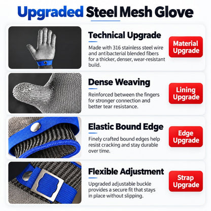 Stainless Steel Wire Cut-Resistant Glove with Comfort Liner