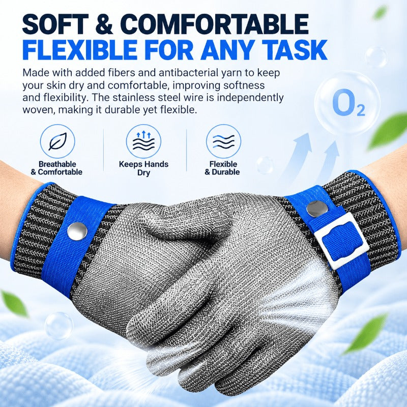 Stainless Steel Wire Cut-Resistant Glove with Comfort Liner