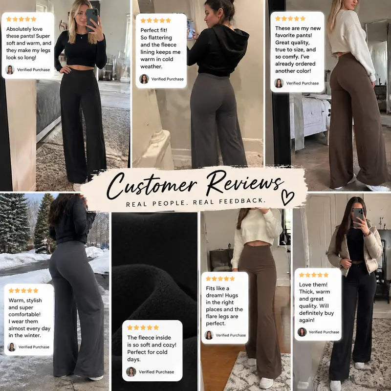 Women's High-Waisted Fleece-Lined Wide-Leg Pants – product view 10