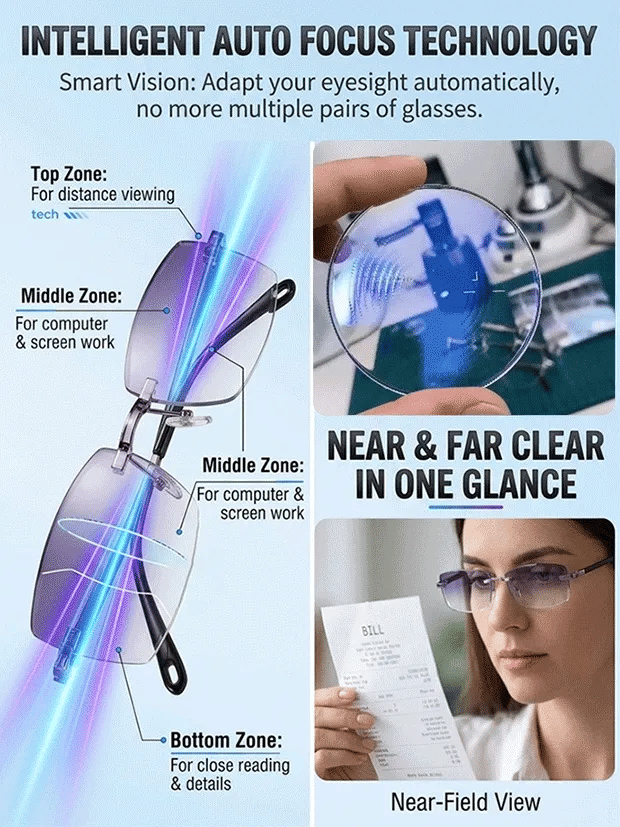 Smart Zoom Diamond-Cut Reading Glasses