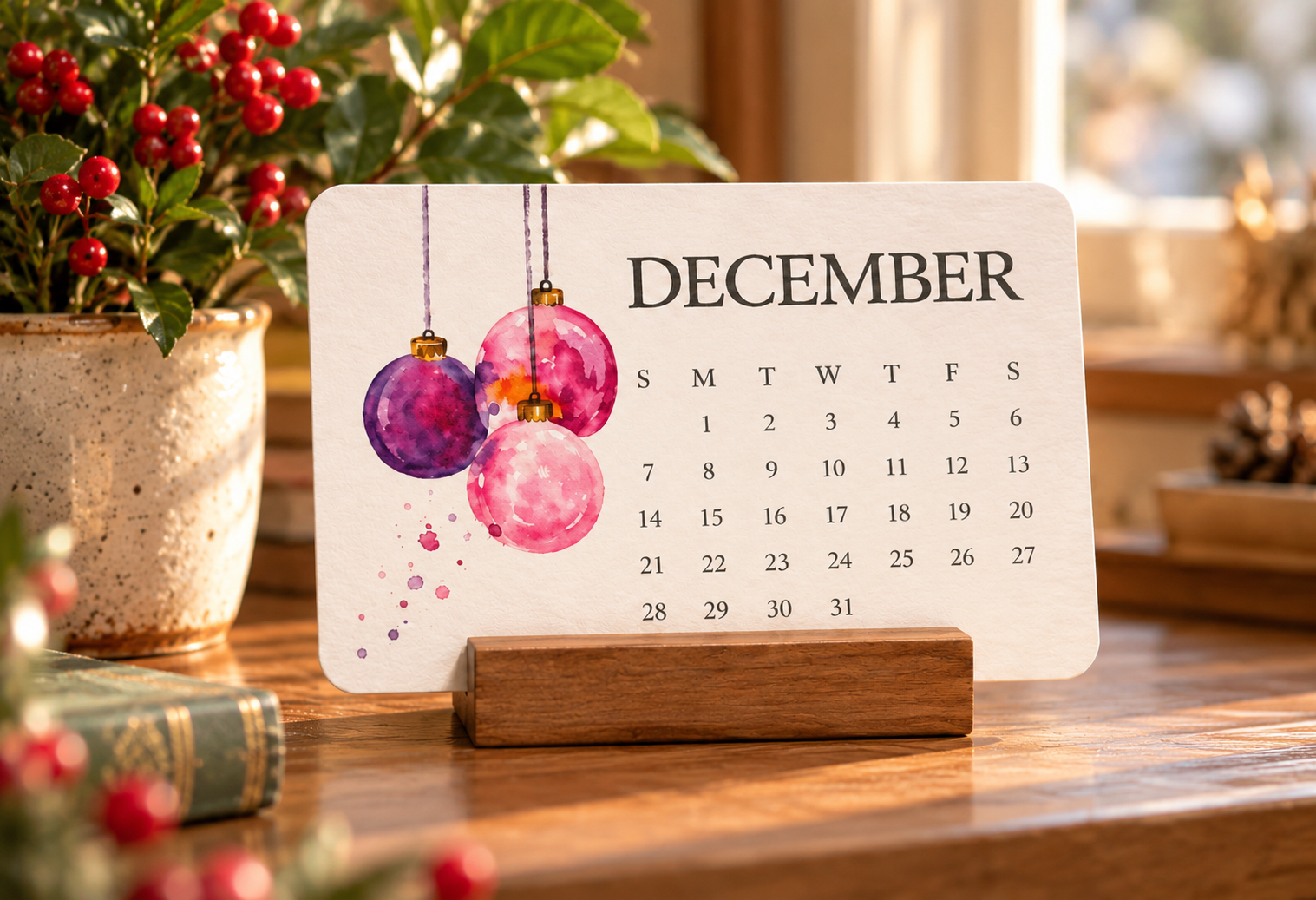 Decorative calendar with vibrant colors