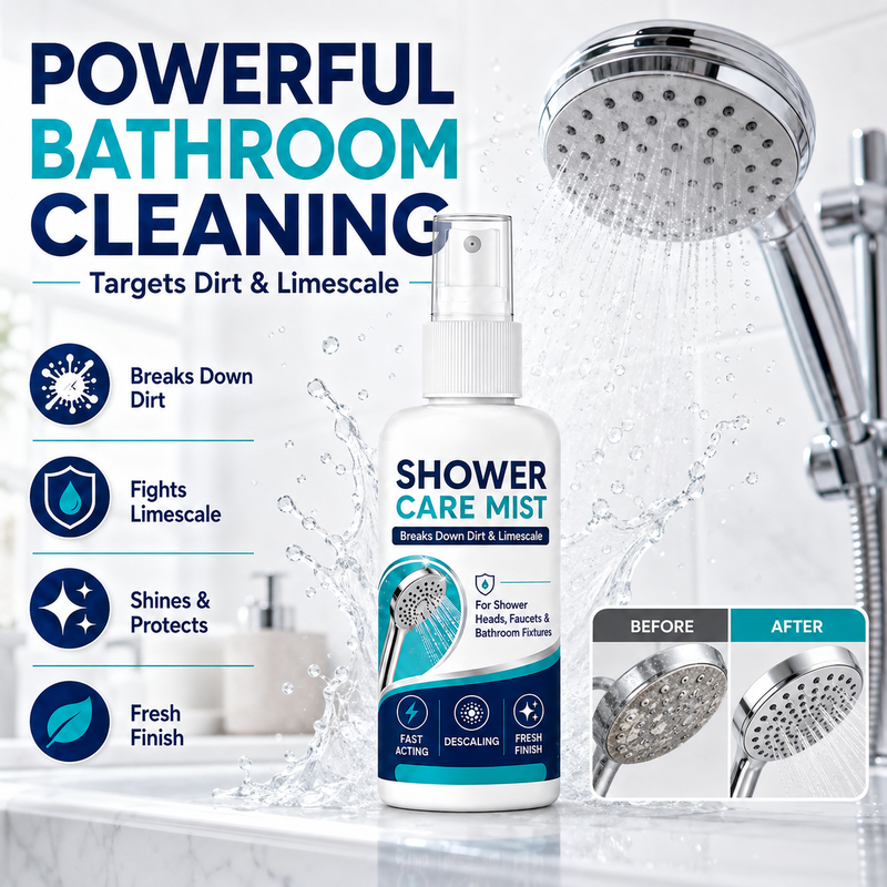 Limescale remover spray breaking down hard water buildup