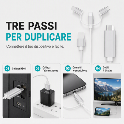 Cavo 3 in 1 da Telefono a HDMI