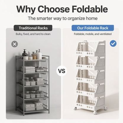 🛒 LIMITED‑TIME 50% OFF! ✨ Multi‑Tier Foldable Storage Cart – Mobile, Compact, Multi‑Room 📦