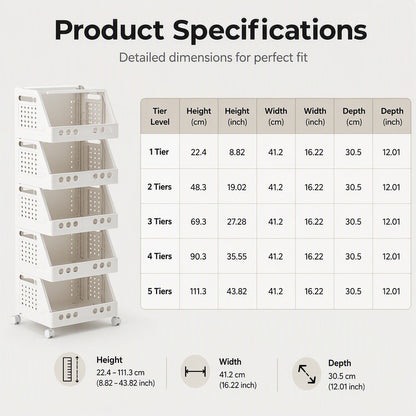🛒 LIMITED‑TIME 50% OFF! ✨ Multi‑Tier Foldable Storage Cart – Mobile, Compact, Multi‑Room 📦