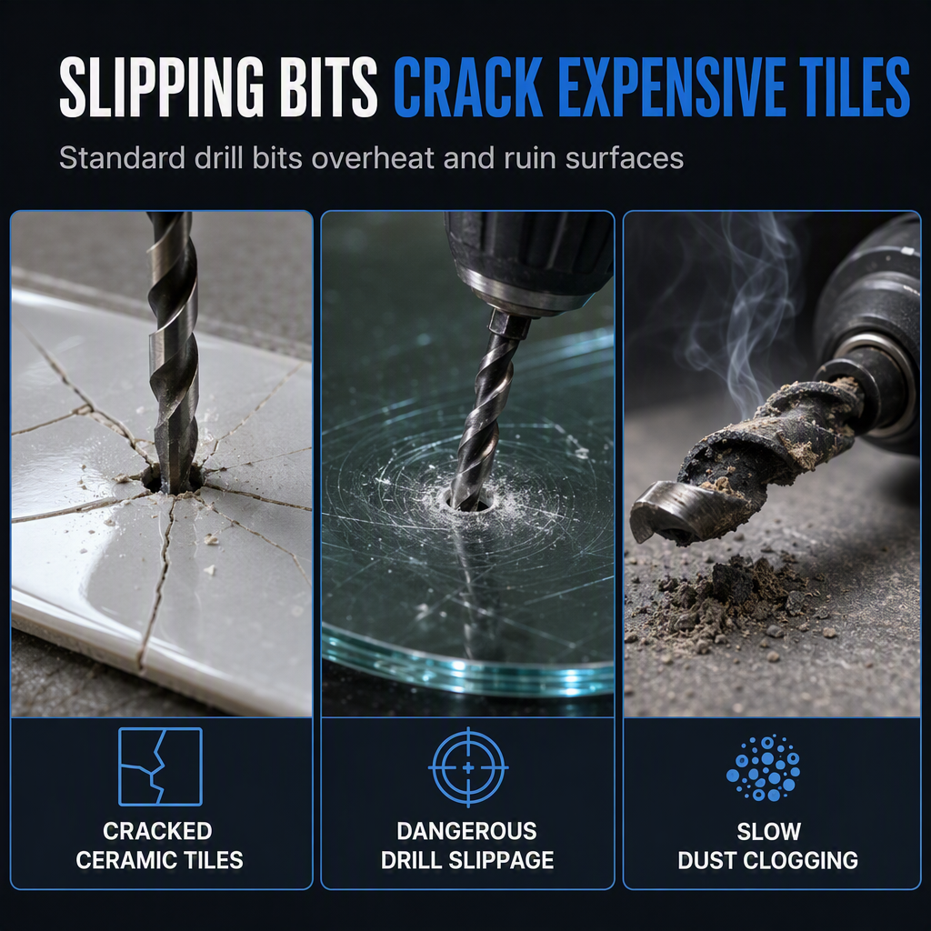 🔩✨ Carbide Eccentric Drill Bit – Sharp Hex-Shank Multi-Surface Drilling with Cleaner, Crack-Reduced Results