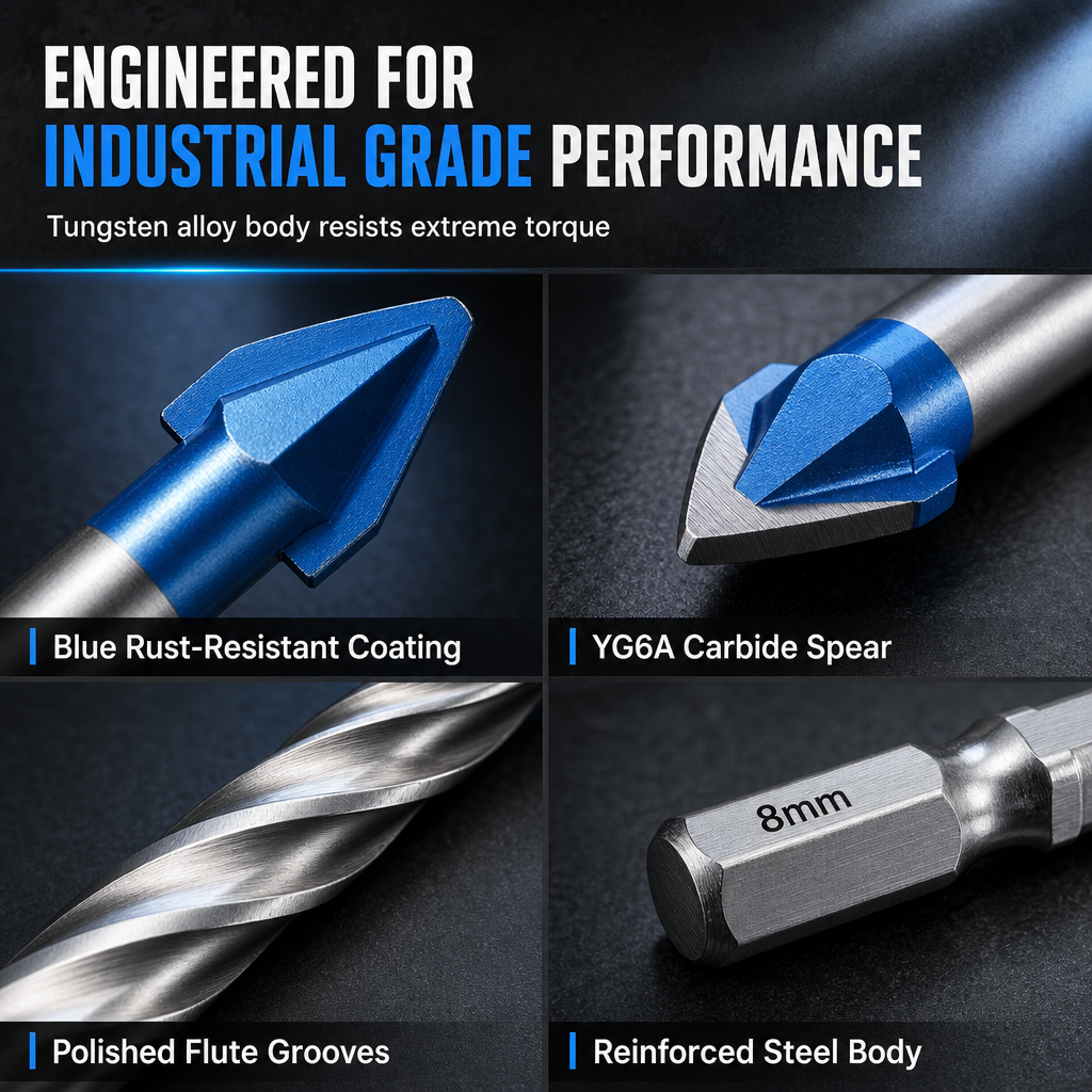 🔩✨ Carbide Eccentric Drill Bit – Sharp Hex-Shank Multi-Surface Drilling with Cleaner, Crack-Reduced Results