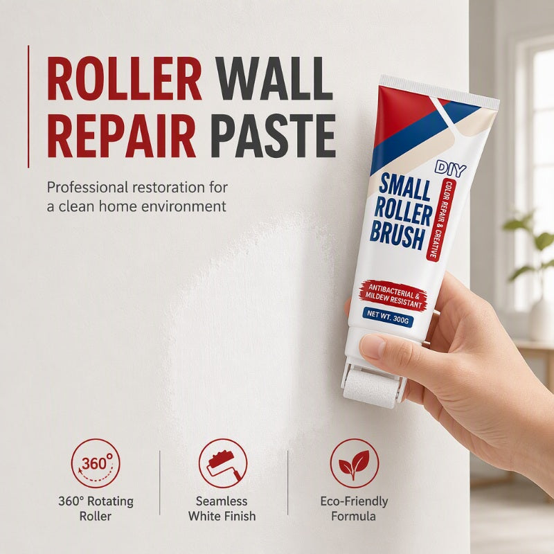🔥PROMO 50%! Waterproof wall repair paste 🧱 With built-in roller, easy repair without extra tools ✨🖌️