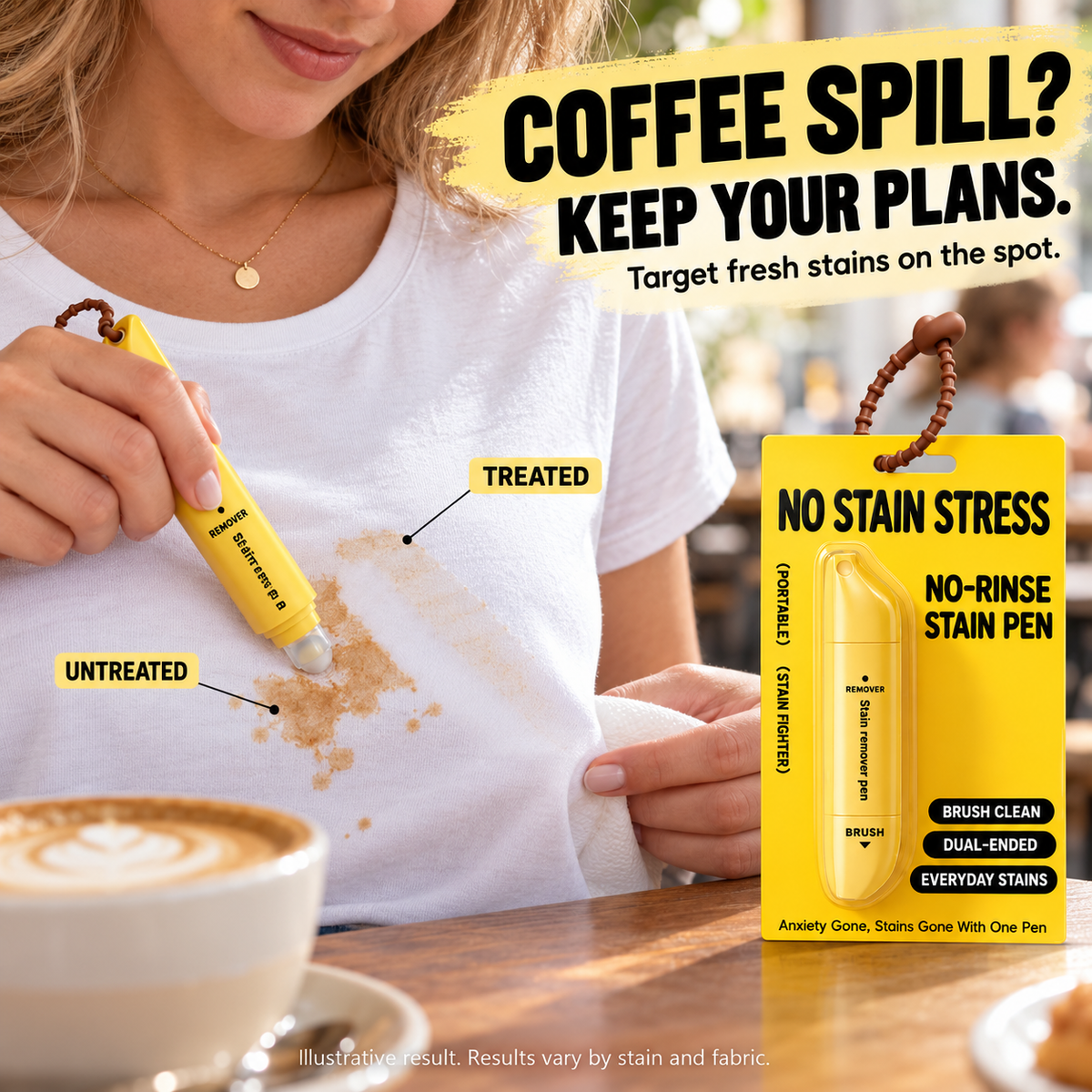 Portable Dual-Head Stain Remover Pen✨ Instant No-Rinse Emergency Spot Cleaner for Clothes, Oil & Coffee Stains