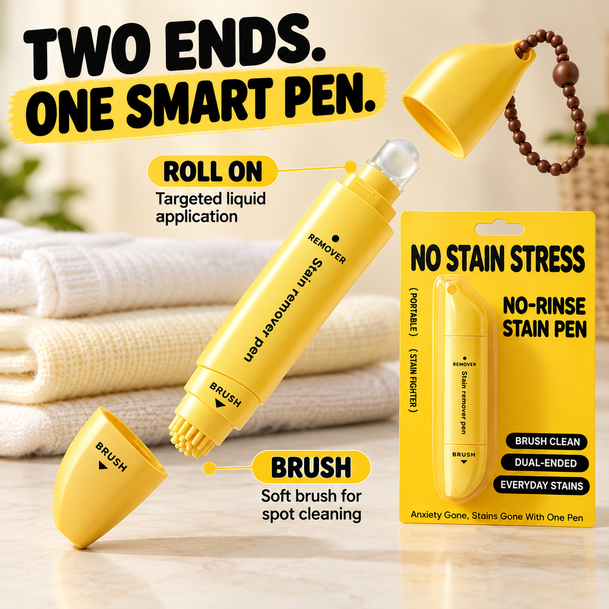 Portable Dual-Head Stain Remover Pen✨ Instant No-Rinse Emergency Spot Cleaner for Clothes, Oil & Coffee Stains