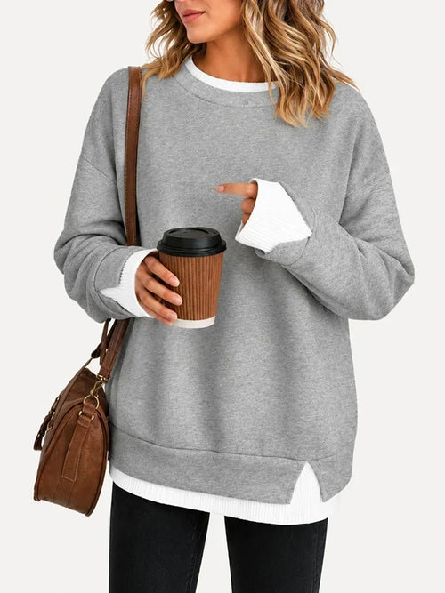 🔥Free Shipping Today-Faux-Layered Oversized Crewneck Sweatshirt