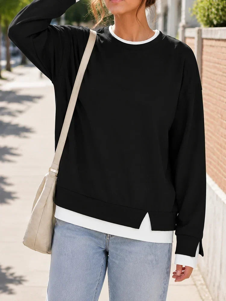 🔥Free Shipping Today-Faux-Layered Oversized Crewneck Sweatshirt