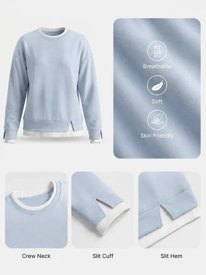 🔥Free Shipping Today-Faux-Layered Oversized Crewneck Sweatshirt