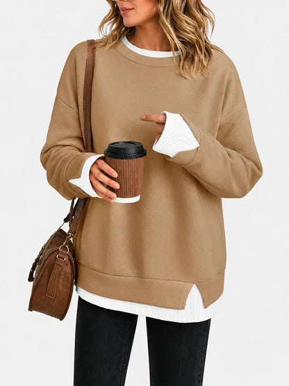 🔥Free Shipping Today-Faux-Layered Oversized Crewneck Sweatshirt