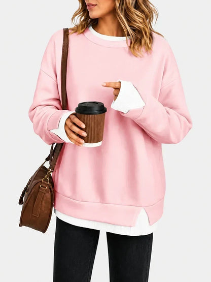 🔥Free Shipping Today-Faux-Layered Oversized Crewneck Sweatshirt