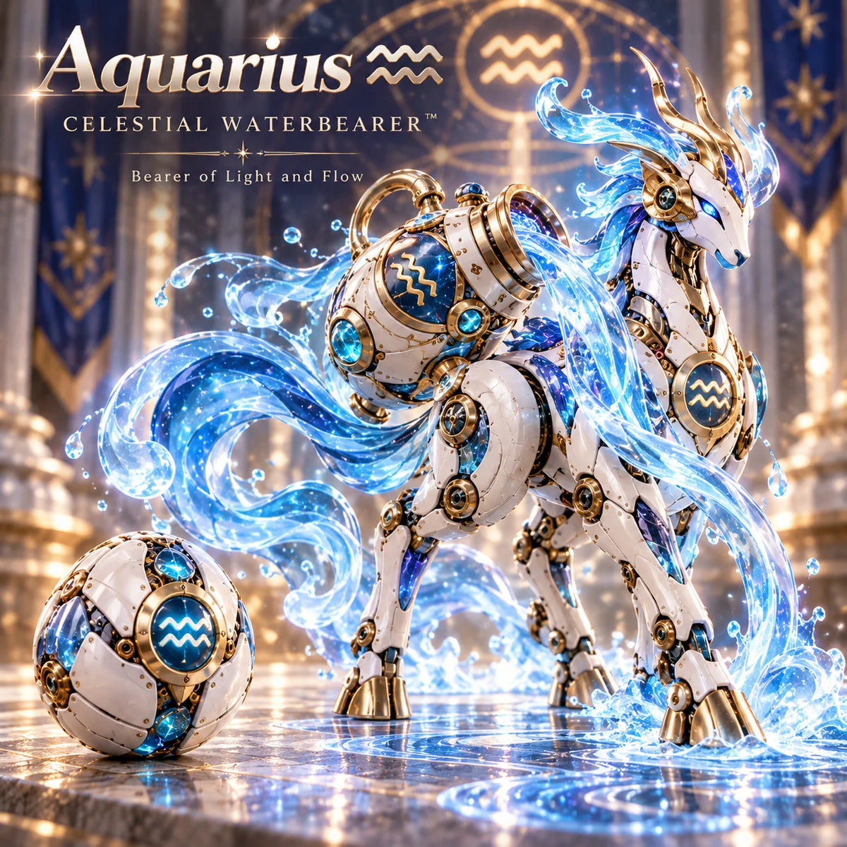 Aquarius celestial water guardian and egg
