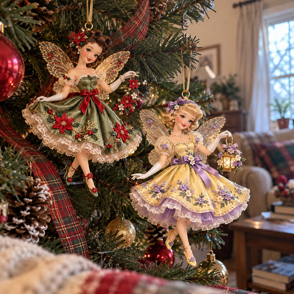 Vintage fairy Christmas dress and wing details