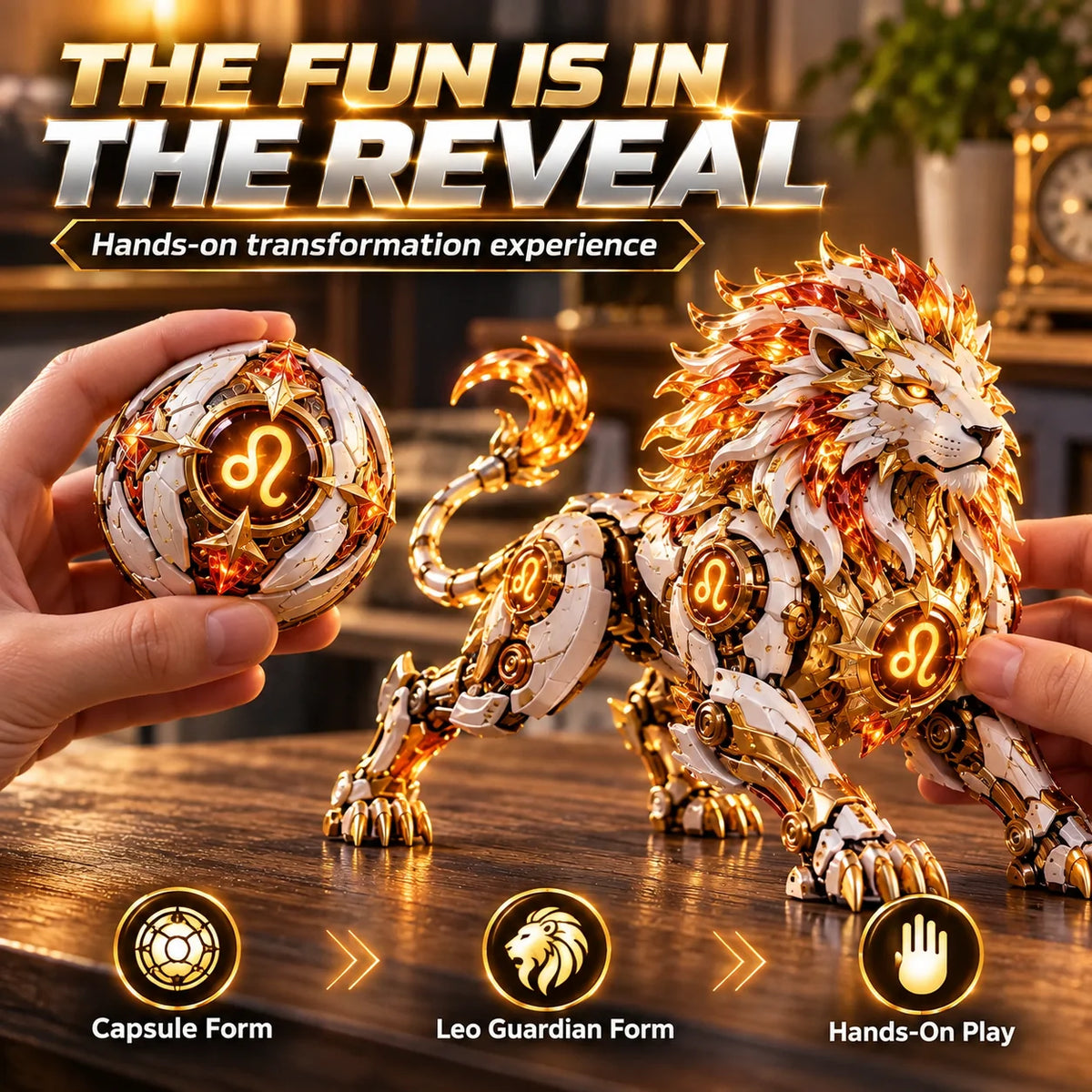 Hands holding the Leo egg and guardian