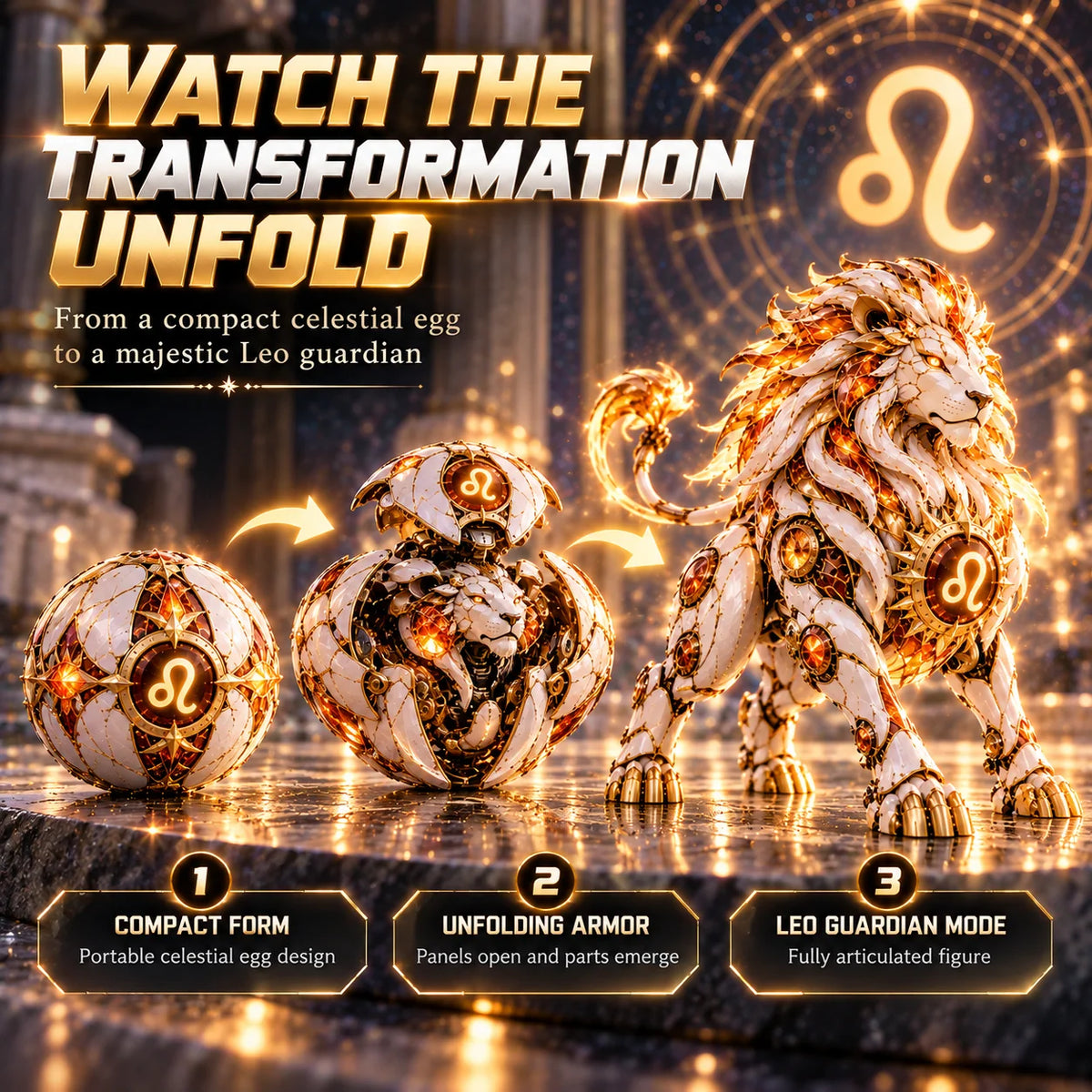 Leo three-stage egg to guardian transformation