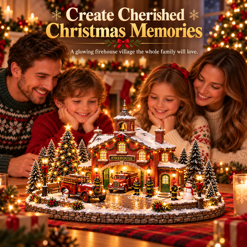 Family enjoying Christmas Firehouse Village