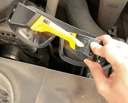 Hands-free LED light glasses in use